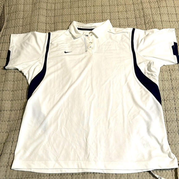 Nike team dri-fit polo shirt 3XL white with navy - Picture 1 of 6